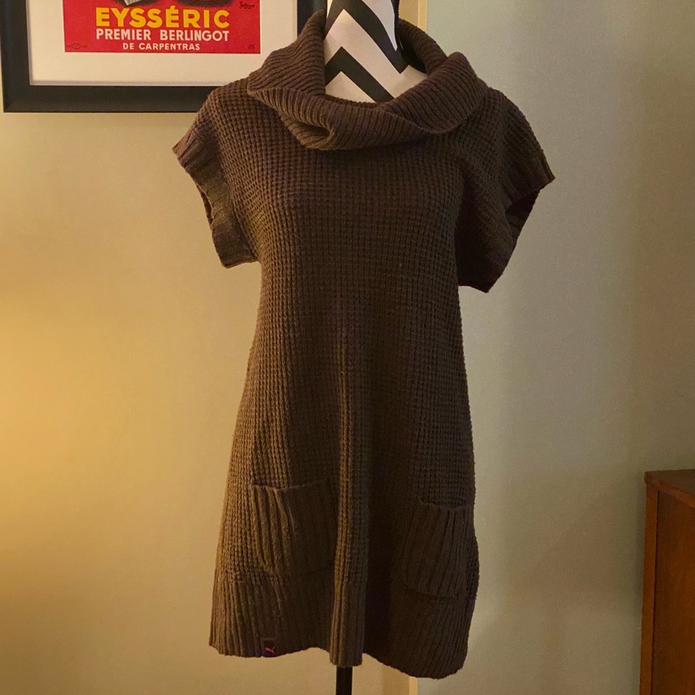 Puma mocha chocolate sweater dress w/ stylish cowl